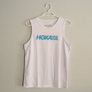 Hoka One One Women's White Sz M Sleeveless Active Stretch Graphic Tank Top‎